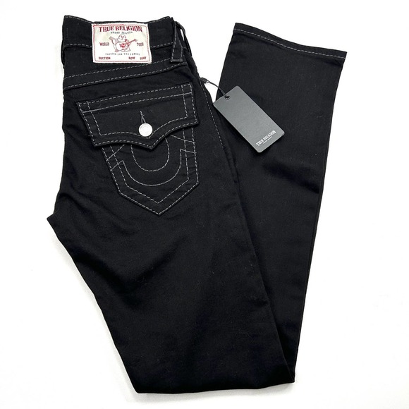 True Religion | Ricky Big T Relaxed Straight Flap Body Rinse Black NWT Size 27 - Picture 2 of 7